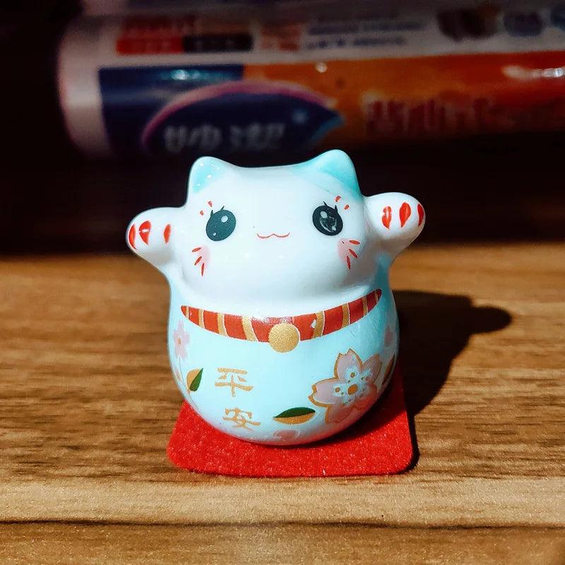 Lisslune | Charming Japanese Ceramic Lucky Cat Daruma Figurine for Home Decor and Gifts