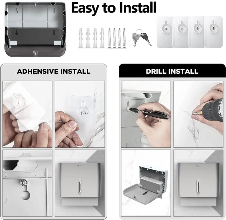 Lisslune | Wall-mounted key lock paper towel dispenser with 200 capacity