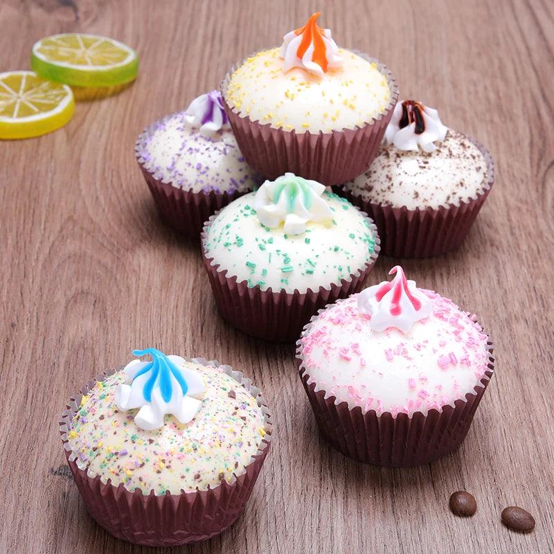 Lisslune | Set of 6 Realistic Decorative Artificial Cupcake Props for Display