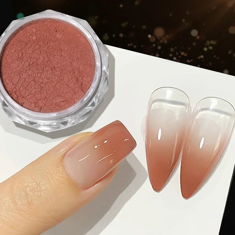 Rynx | Aurora Pearl White Nails Glitter Dust Chrome Gradient Rubbing on Powder Mirror Reflective Magnetic Pigment Nail Art Decorations