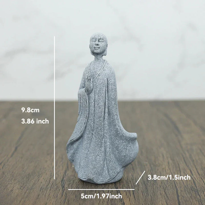Lisslune | Buddha Stone Statue Small Buddhist Monks Tibetan Buddhism Figures Zen Garden Ornament Meditation Home Aquarium Decoration