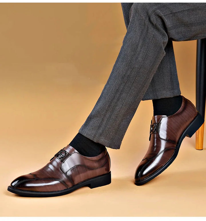 Lisslune | Men's Leather Shoes Stylish Men's Shoes Pointed Oxford Wedding Leather Men's Dress Shoes Gentleman Office Man Shoe
