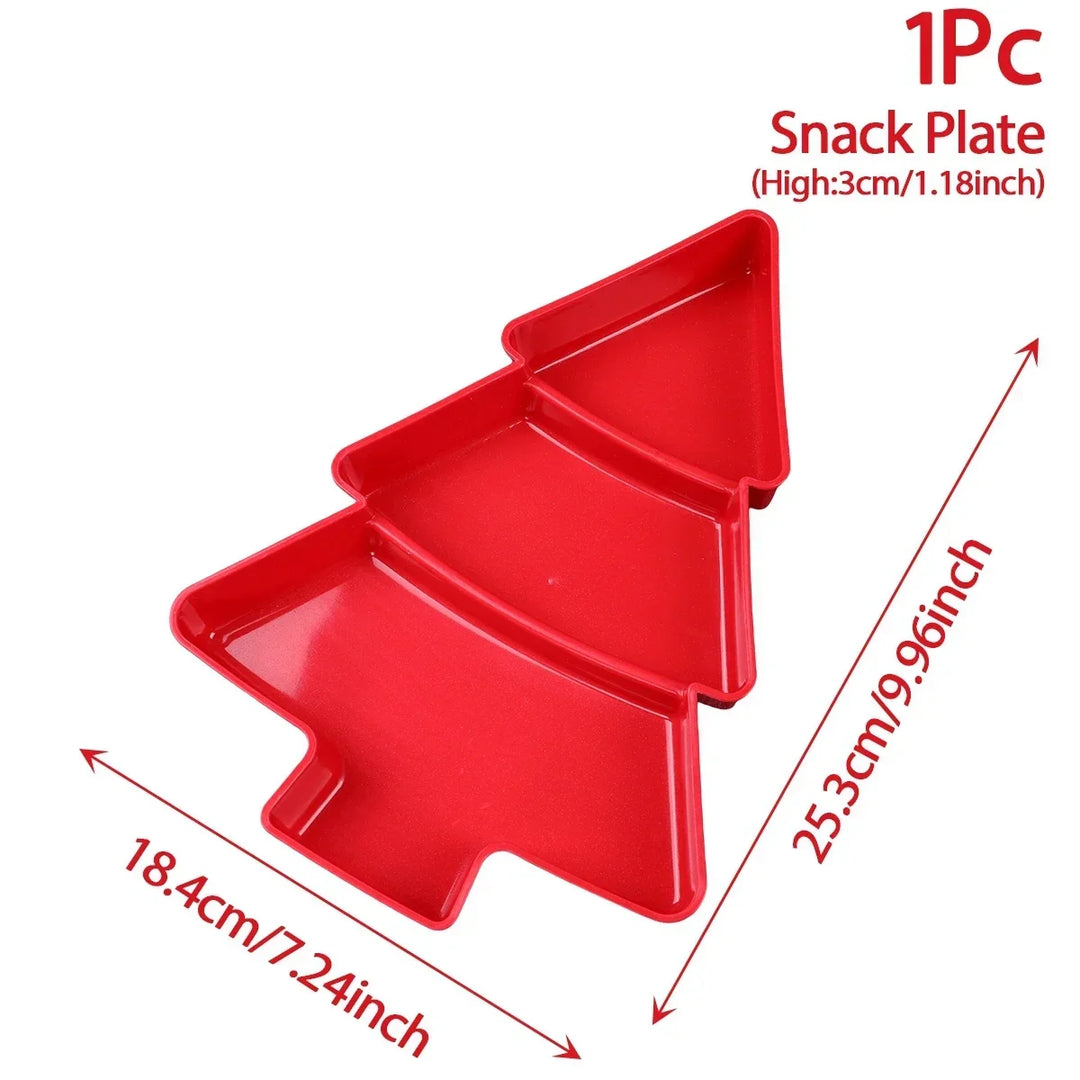 Rynx Christmas tree shape fruit snack candy platter washable Marry party decorations for home Christmas gifts ornament Happy New Year