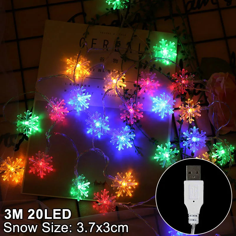 Rynx Snowflake LED Light Christmas Decorations For Home Hanging Garland Christmas Tree Decor Ornament Christmas Xmas Gift New Year