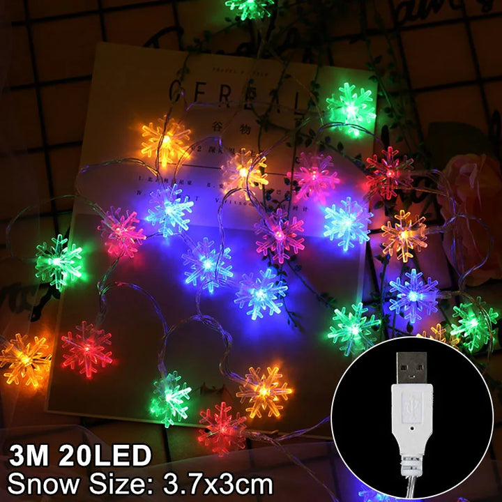 Rynx Snowflake LED Light Christmas Decorations For Home Hanging Garland Christmas Tree Decor Ornament Christmas Xmas Gift New Year