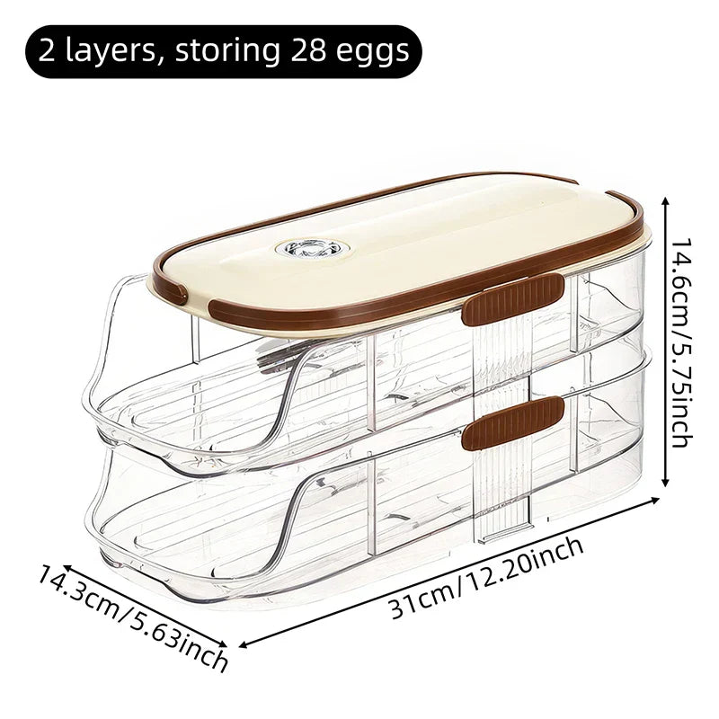 Lisslune | Fridge Organizer Automatic Rolling Transparent Egg Storage Box
