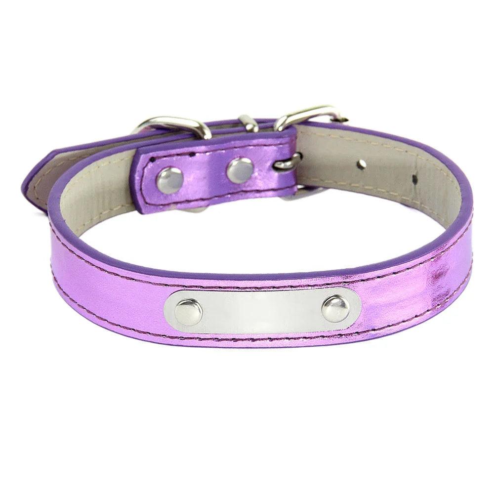 Lisslune | Glamorous Personalized Engraved Leather Dog Collar with Sparkling Accents