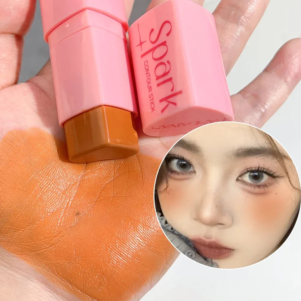 Rynx | Heart-shaped Highlighter Blush Stick Brightening Face Blush Cream Waterproof Contour Illuminator Highlight Blush Korean Makeup