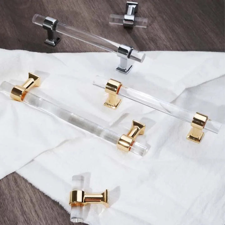 Lisslune | Luxurious gold acrylic drawer knobs with crystal embellishments - Stylish cabinet handles