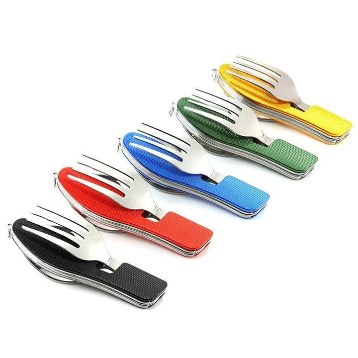 Lisslune | Multifunctional Outdoor Dining Cutlery Set: Fork, Spoon, Knife & Bottle Opener for Campers and Hikers