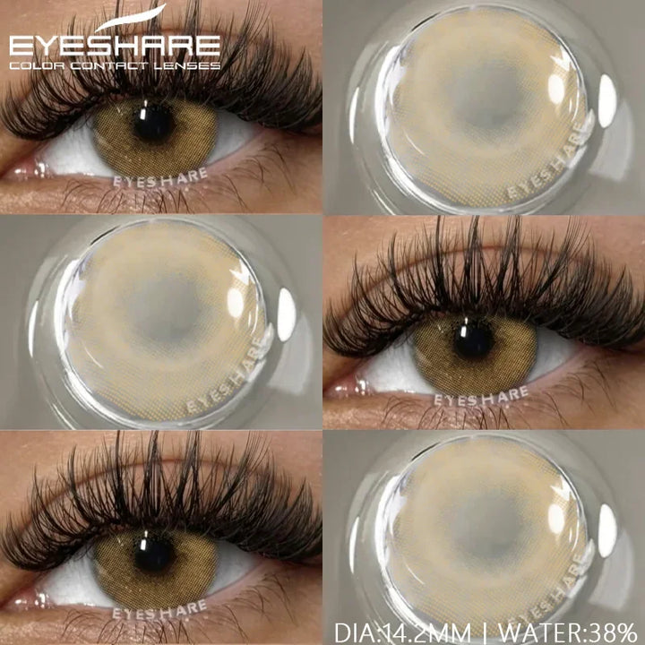 Rynx | 1 pair of contact lenses with prescription in natural color, myopic lenses, green contact lenses, fashionable brown lenses, gray pupils