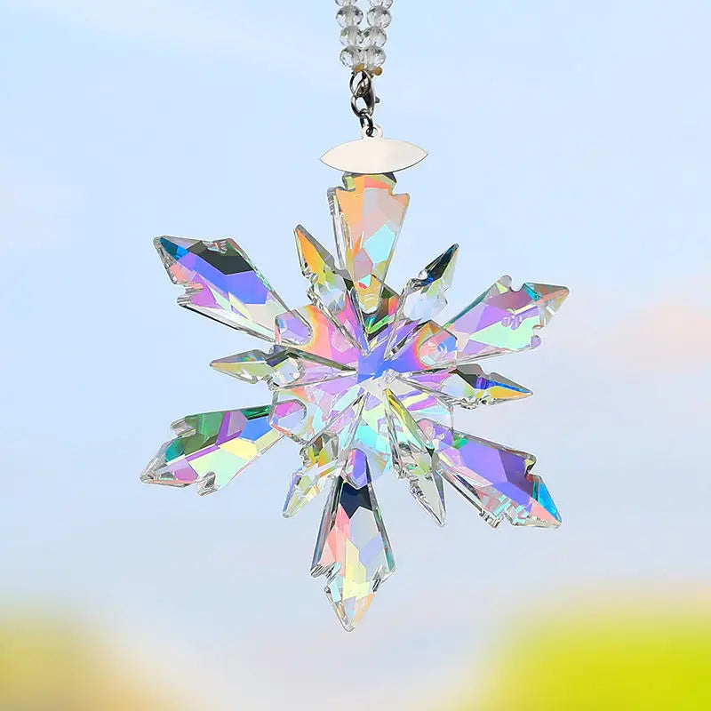 Lisslune | Transparent Snowflake Rainbow Car Pendant Decor