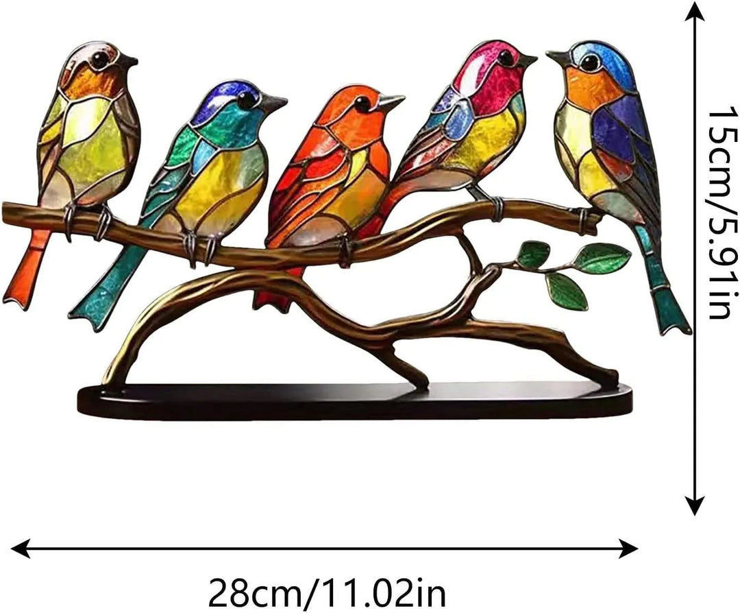 Lisslune | ElegantAviary | Colorful Birds on Branch Desk Ornaments