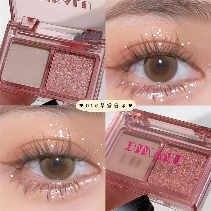 Rynx | 2 Colors Smoky Blue Eyeshadow Palette Matte Pearl Gray Pink Low Saturation Eyeshadow Palette Eye Pigments Long-lasting Korea Makeup
