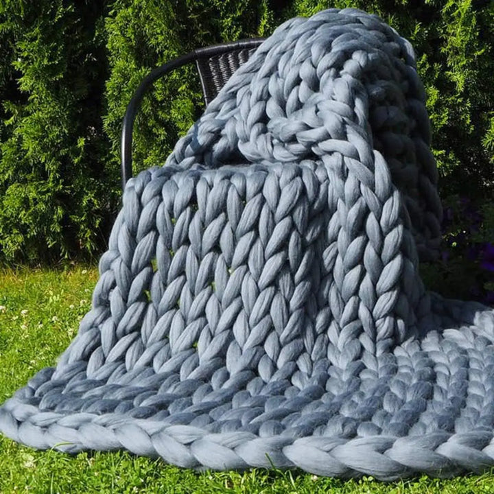 Lisslune | Chunky Knit Blanket – Cozy Wool Blanket for Every Room – Soft & Warm – Perfect for Sofa and Bed