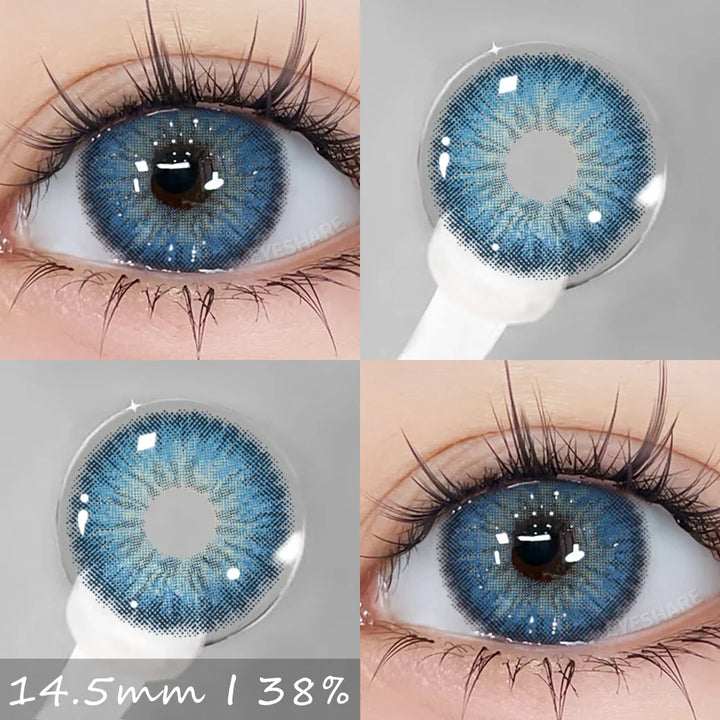 Rynx | Natural Color Contact Lenses 2 Pieces Fashion Blue Lenses Gray Pupils Lens Brown Beautiful Pupils Green Lens Annual 14.5mm