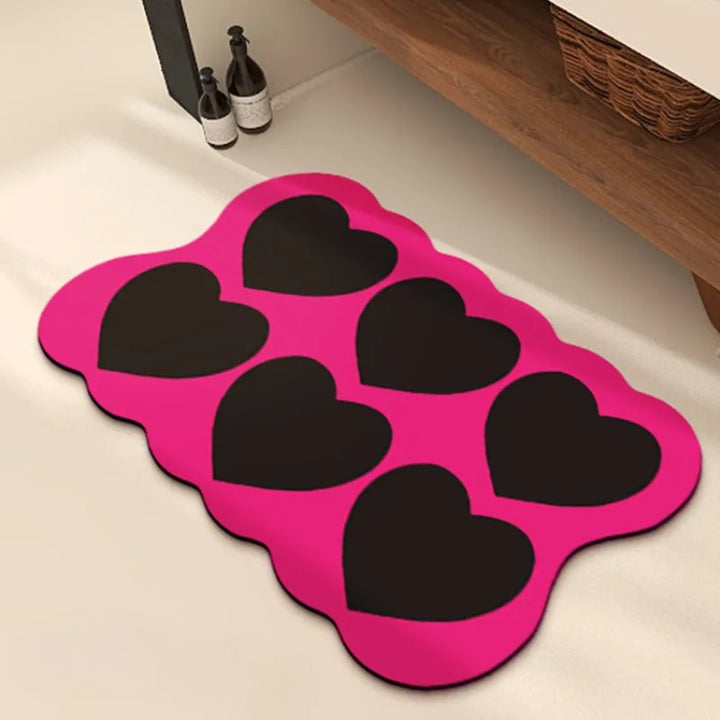 Rynx | Minimalistically cute kitchen mats with heart pattern rug waterproof oil-resistant PVC doormat dirt-repellent non-slip rug