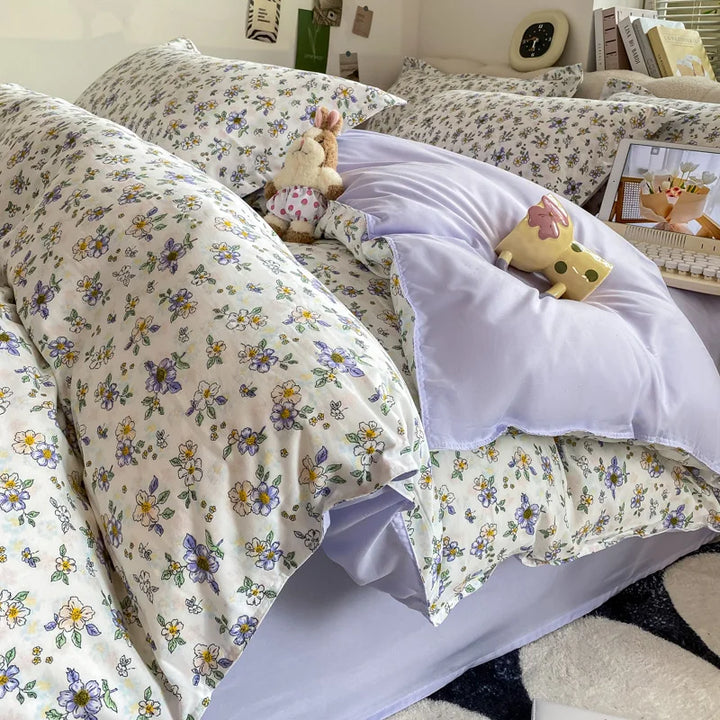 Rynx | Vintage Floral Duvet Cover Set, 3-piece Botanical Bedding Garden Style Flower Reversible Duvet Covers Luxury Soft Breathable