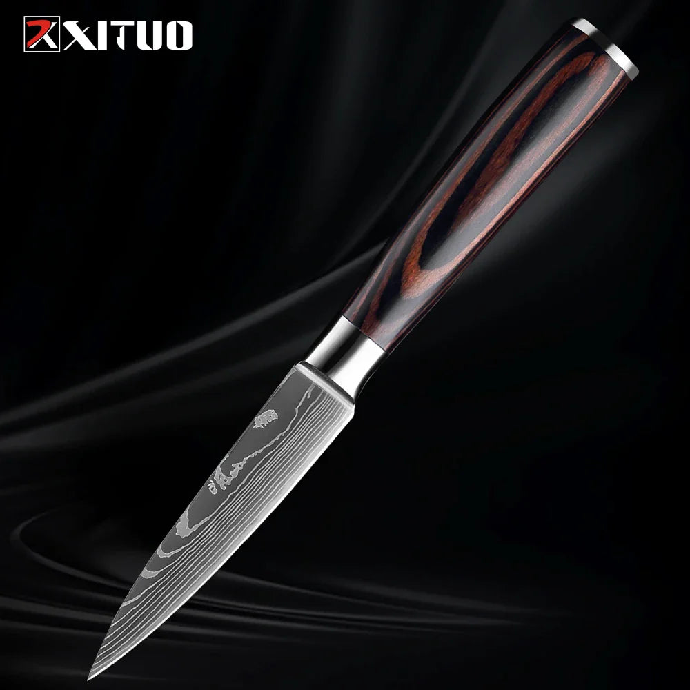 Skorter | XITUO Kitchen Knife Set - 1-9PCS 7Cr17Mov Stainless Steel Chef, Santoku & Fruit Knives with Ergonomic Pakkawood Handle