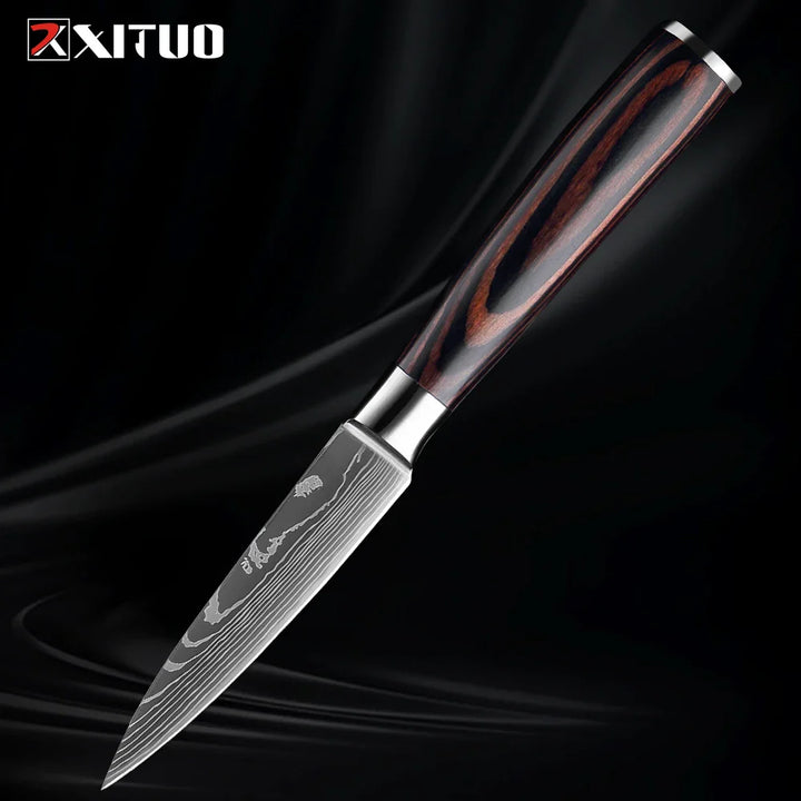 Skorter | XITUO Kitchen Knife Set - 1-9PCS 7Cr17Mov Stainless Steel Chef, Santoku & Fruit Knives with Ergonomic Pakkawood Handle