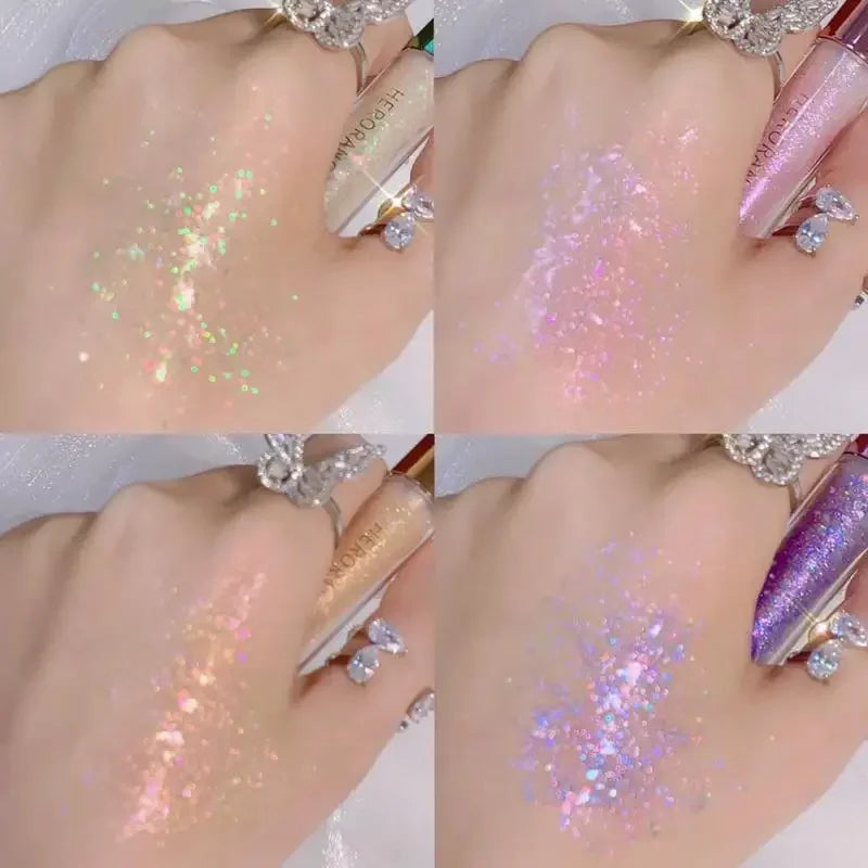Lisslune | 4pcs/1pcs Flüssiger Lidschatten Perlen Glitzer Lang anhaltend Wasserdicht Flüssiger Lidschatten Schnelltrocknender Glitzer Schimmer Augen Make-up