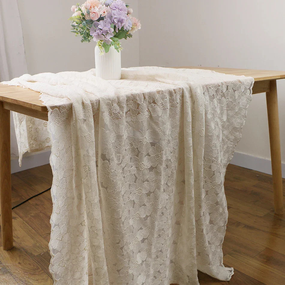 Rynx lace embroidered tablecloth, the white embroidered tablecloth, decorative table cover, for coffee tables