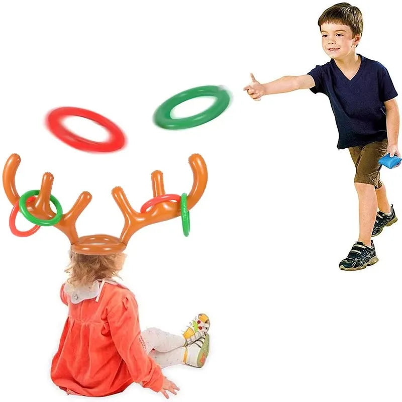 Rynx Inflatable Christmas Reindeer Antler Hat Ring Toss Fun Family Game Kids Gift Toy Christmas Party Supplies 2024 Christmas Decoration