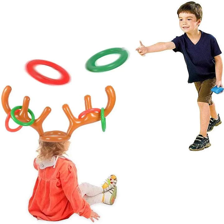Rynx Inflatable Christmas Reindeer Antler Hat Ring Toss Fun Family Game Kids Gift Toy Christmas Party Supplies 2024 Christmas Decoration
