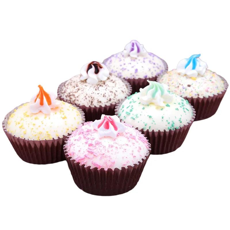 Lisslune | Set of 6 Realistic Decorative Artificial Cupcake Props for Display