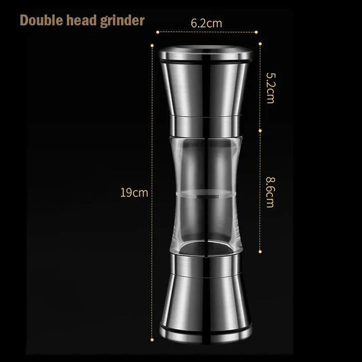 Lisslune | Stainless Steel Double-Head Spice Mill with Oversized Storage