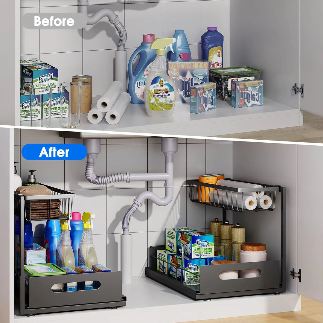 Lisslune | 2-Tier Under Sink Sliding Cabinet Organiser – Arlo