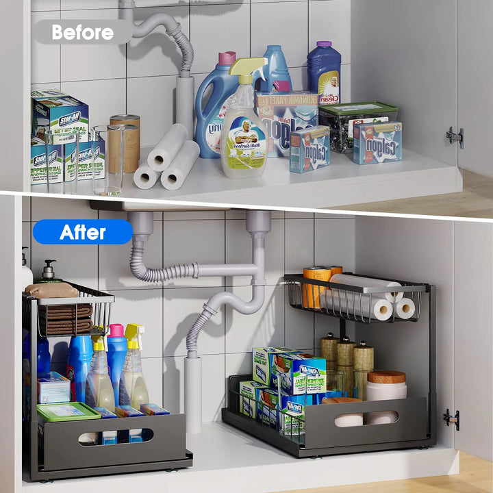 Lisslune | 2-Tier Under Sink Sliding Cabinet Organiser – Arlo