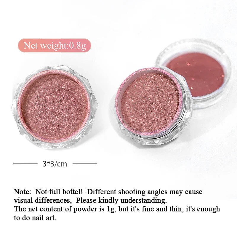 Rynx | Aurora Pearl White Nails Glitter Dust Chrome Gradient Rubbing on Powder Mirror Reflective Magnetic Pigment Nail Art Decorations