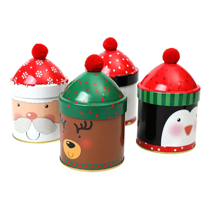 Rynx Christmas Candy Storage Box Can Metal Jar Biscuit Packaging Box Christmas Party Decoration Accessories New Year Children's Gift