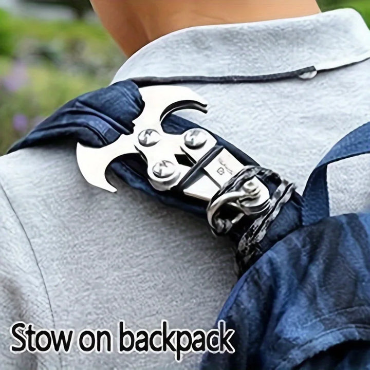 Rynx | 1 piece stainless steel folding grappling hook, heavy-duty multifunction claw with 4 reinforced blades for hiking, camping