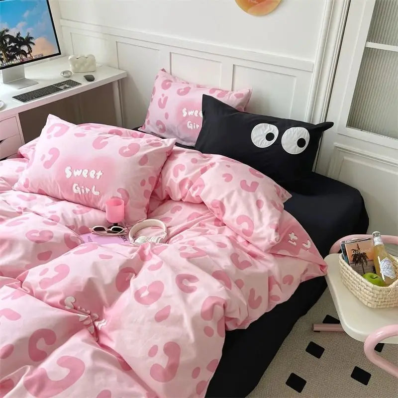 Rynx | Orange Bedding Set Girls Boys Bedding Sheet Plaid Duvet Cover No Filling 240x220 Single Double Queen King Bedding