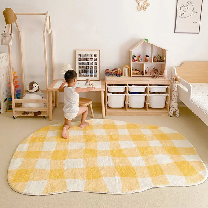 Rynx | Check Minimalistic Large Area Living Room Rug Comfortable Soft Bedroom Carpet Home Decor Children's Room Rugs Carpet Wallpaper IG