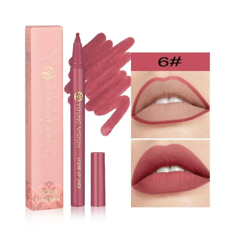 Lisslune | Mattes Flüssig-Lippenkonturenstift Schwammspitzen Lippenkonturenstift Nude Pink Lippenstiftstift Lang anhaltende Samt Schnell trocknende Lippenlack Feuchtigkeitsspendender Lippenstift