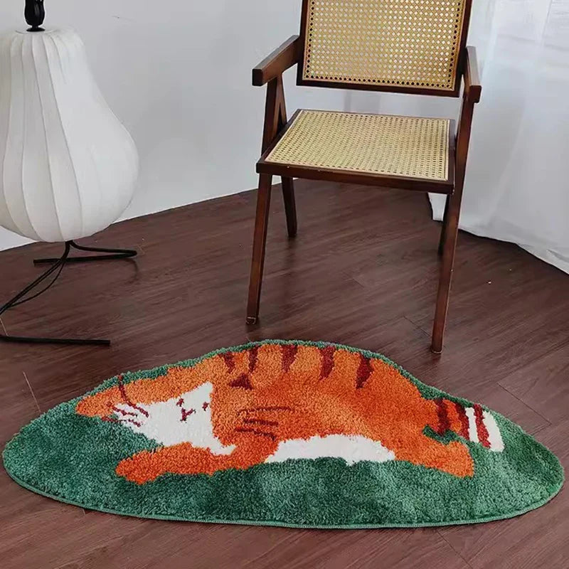 Rynx | Cute padded cat bedroom rug Soft cartoon animal rug bathroom mat living area pad doormat aesthetic home decoration 50x110cm