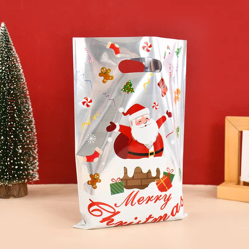 Rynx 10/30 Piece Christmas Gift Bags Cartoon Plastic Candy Cookie Packaging Bags 2024 Christmas Decoration for Home Kids New Year Gift 2025