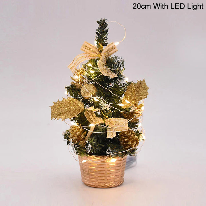 Rynx 20/30cm Artificial Christmas Tree Table Ornament with LED Light Balls Christmas Decoration for Home New Year Gift Mini