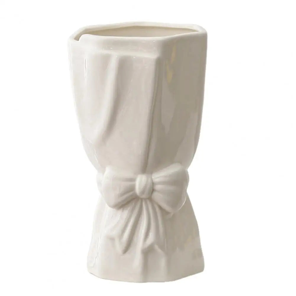 Lisslune | Ribbon Bow Ceramic Tabletop Flower Vase