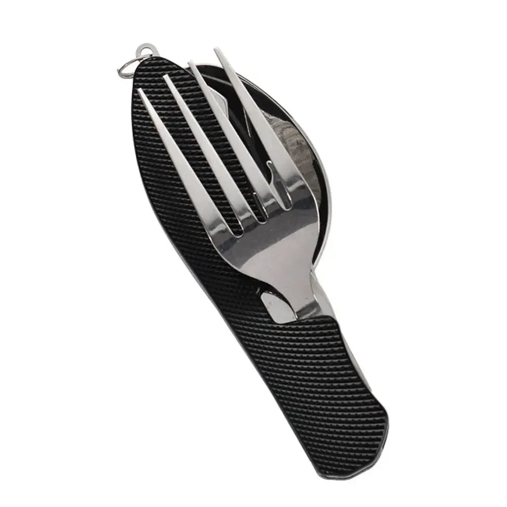 Rynx | 1 Set collapsible camping cutlery - multifunctional knife, fork, spoon combo for outdoor activities camping picnic travel