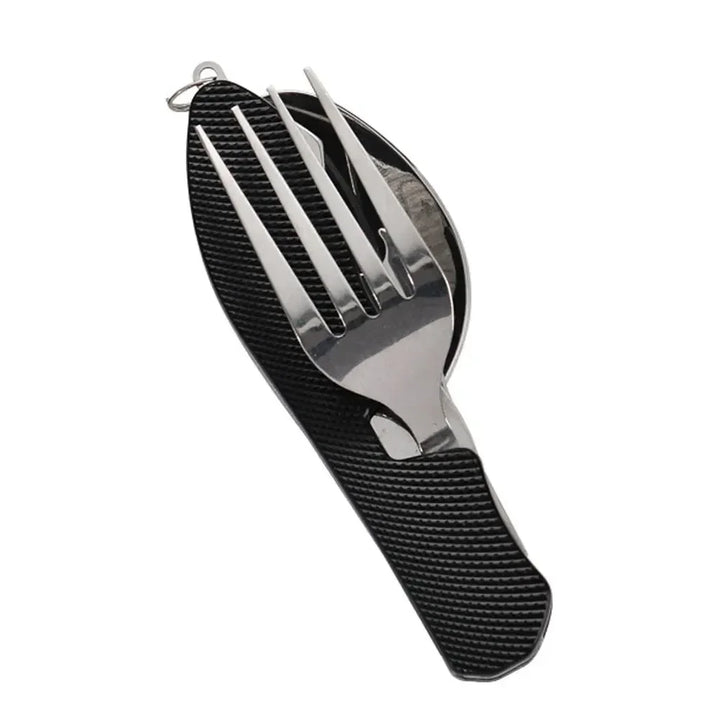 Rynx | 1 Set collapsible camping cutlery - multifunctional knife, fork, spoon combo for outdoor activities camping picnic travel