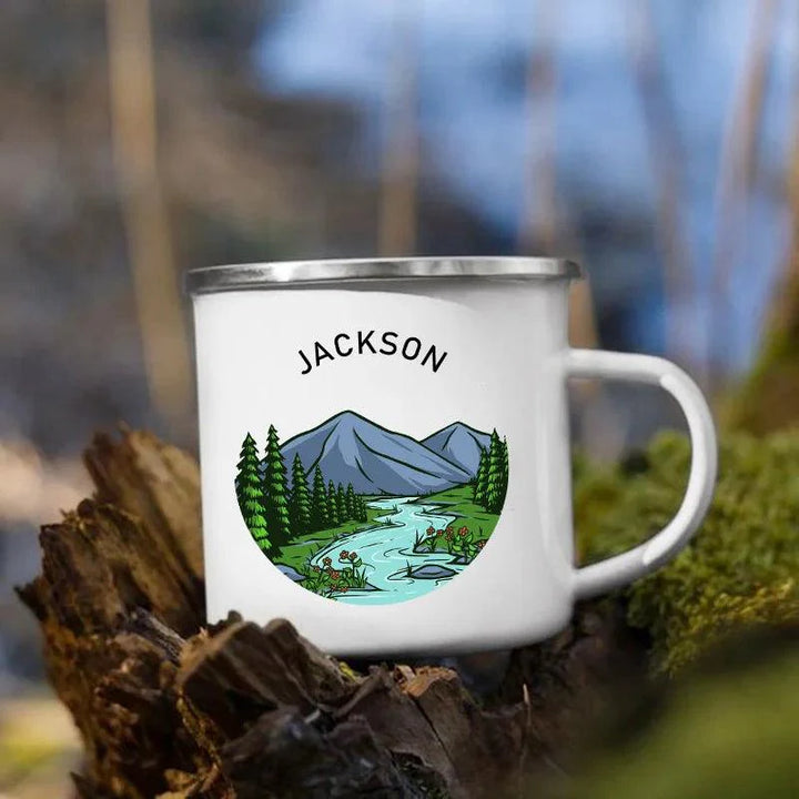 Lisslune | Customizable Enamel Camping Mug for Unforgettable Outdoor Experiences - Personalized Coffee and Beer Mug
