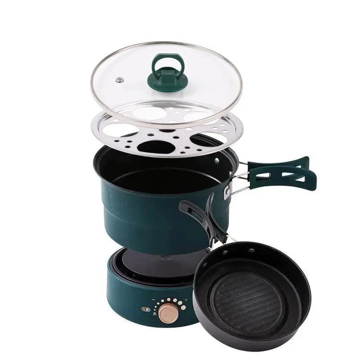 Lisslune | Compact Travel Multi-Cooker: Foldable 110V/220V Cooking System for Frying, Steaming, and More