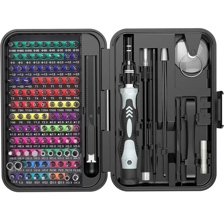 Lisslune | Professional 132-piece magnetic precision screwdriver set with durable chrome-vanadium steel bits and color-coded handles for all repair needs