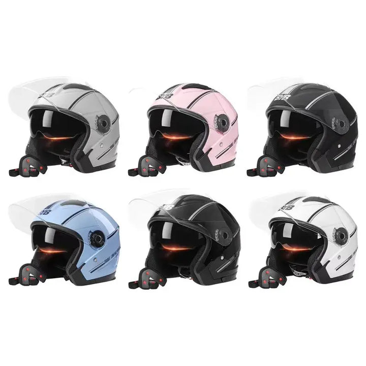 Lisslune | Retro 3/4 Open-Face Motorcycle Helmet with Dual Lens – AeroRide