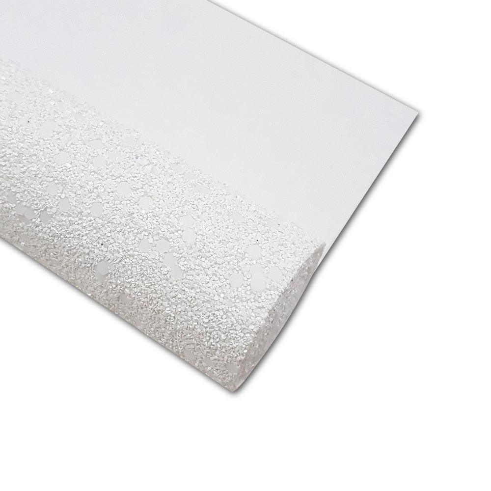 Lisslune | Sparkling Black and White Chunky Glitter Synthetic Leather Craft Sheet for Creative DIYs