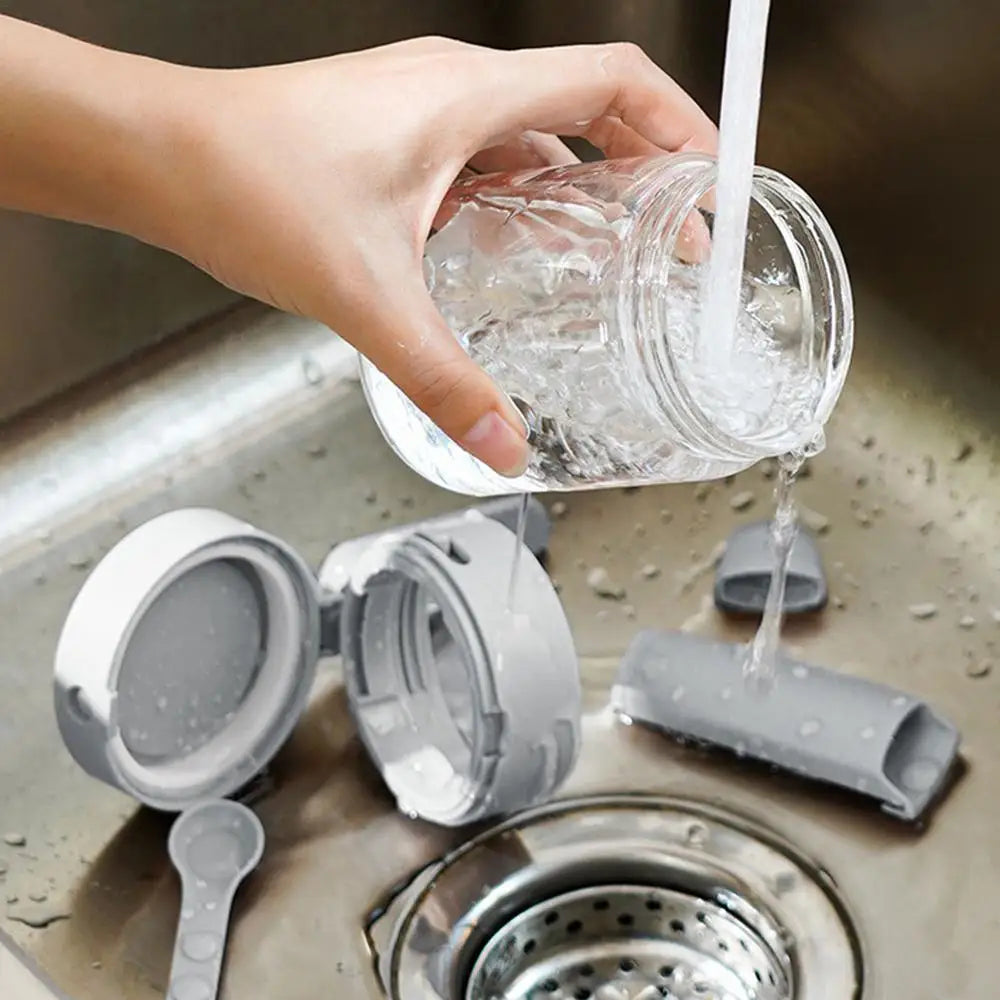 Lisslune | Transparent Glass Lockable Airtight  Seasoning Jar with Spoon